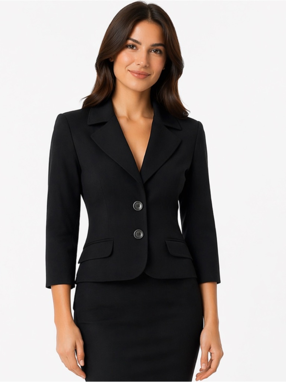 Teenflo Vintage Y2K  Black Superfine Wool Tailored Blazer